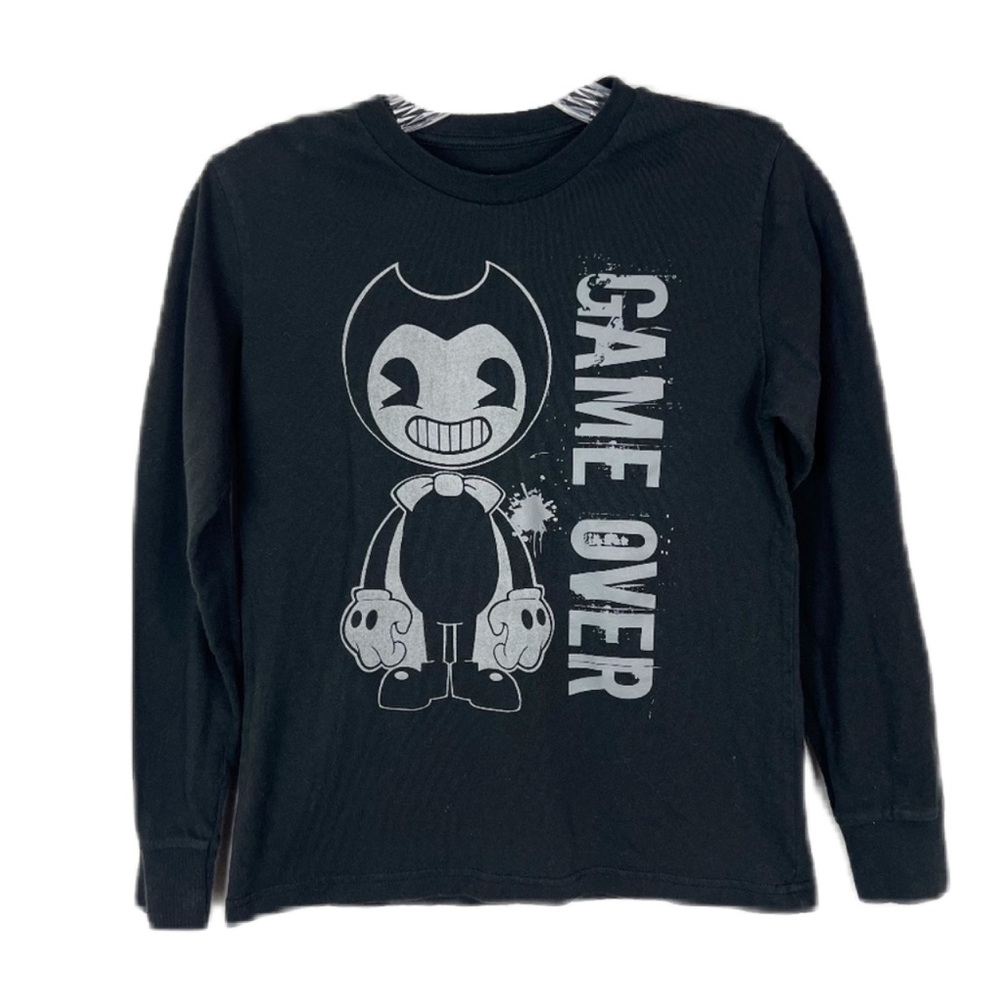 Bendy Long Sleeve Shirt Youth Small Black Game Over Graphic Tee Boys Kids